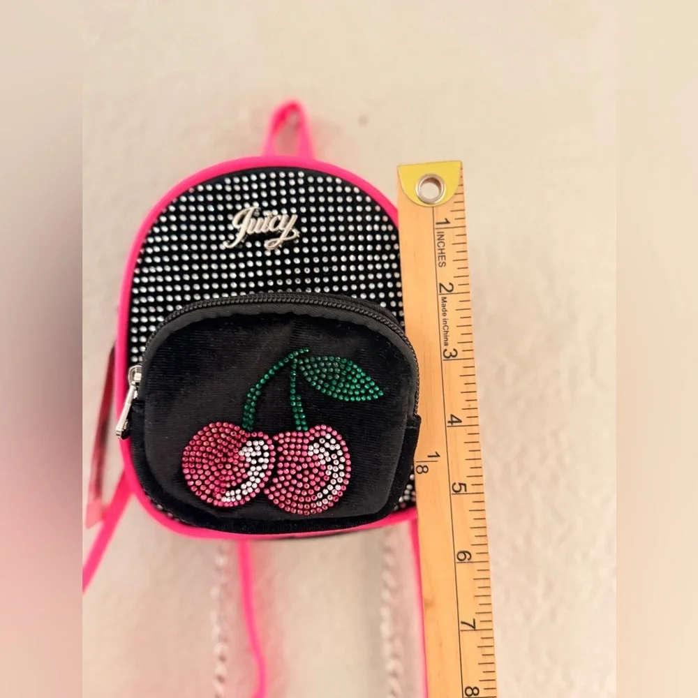 Juicy Couture Mini Backpack Purse Cherry Rhinestone Design Viral TikTok Bag